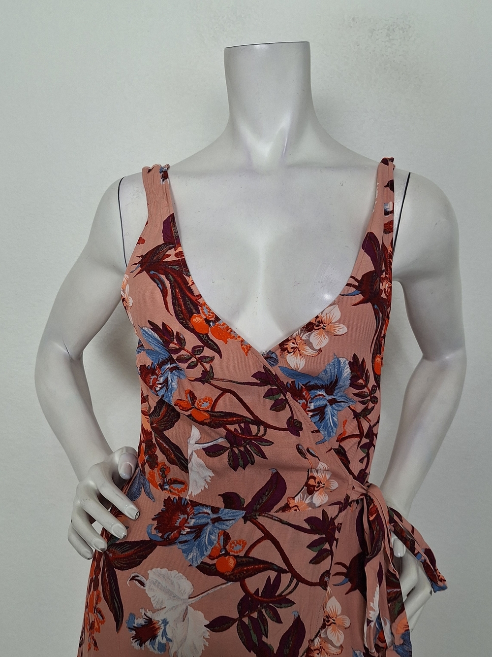 & Other Stories Pink Multi Floral Asymmetric Hem Romantic Maxi Wrap Dress Size 8 - Picture 3 of 13